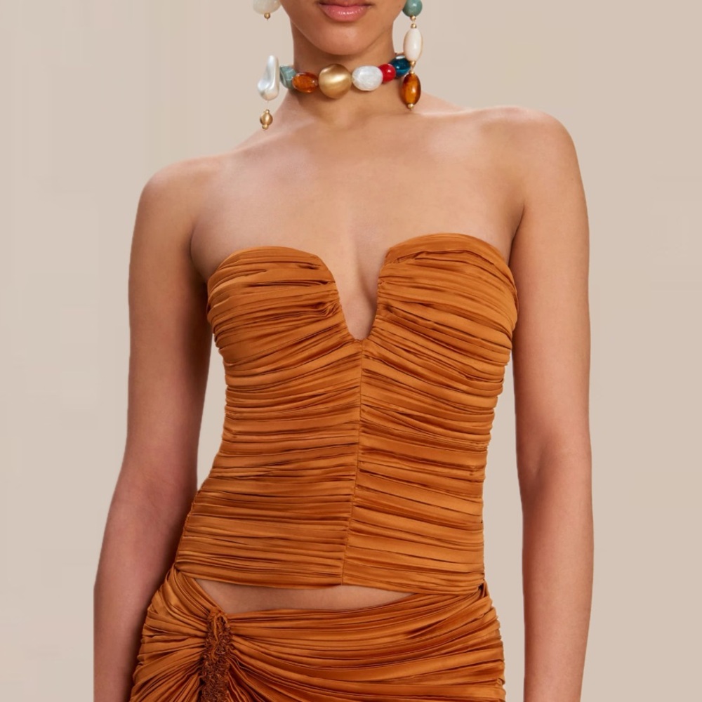 Cult Gaia Rust Strapless Top